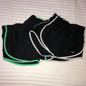 Nike black dri fit shorts and green neon black